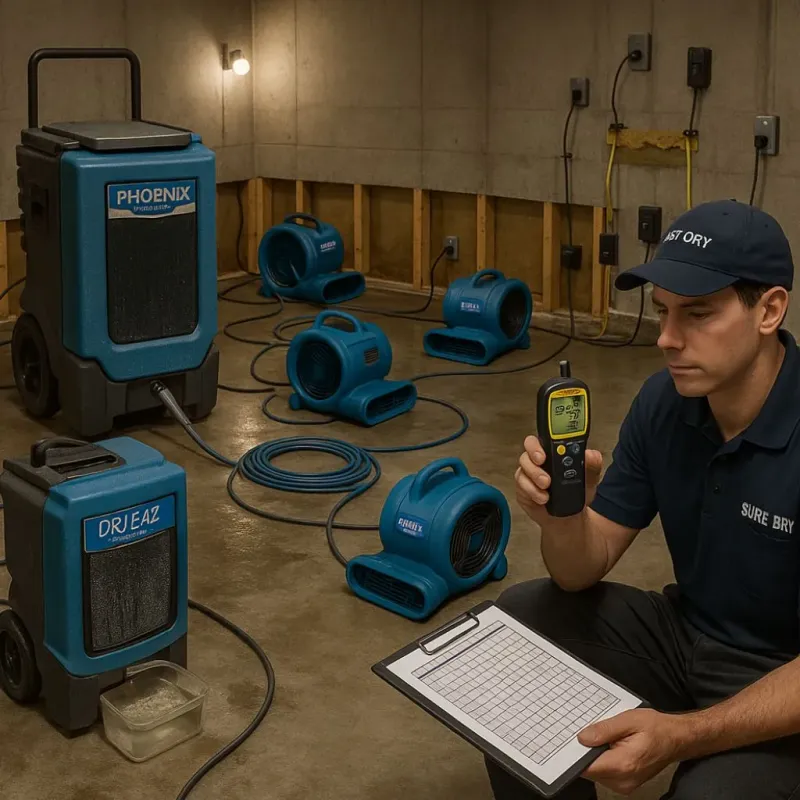 Structural Drying and Dehumidification process in Hanover, MN